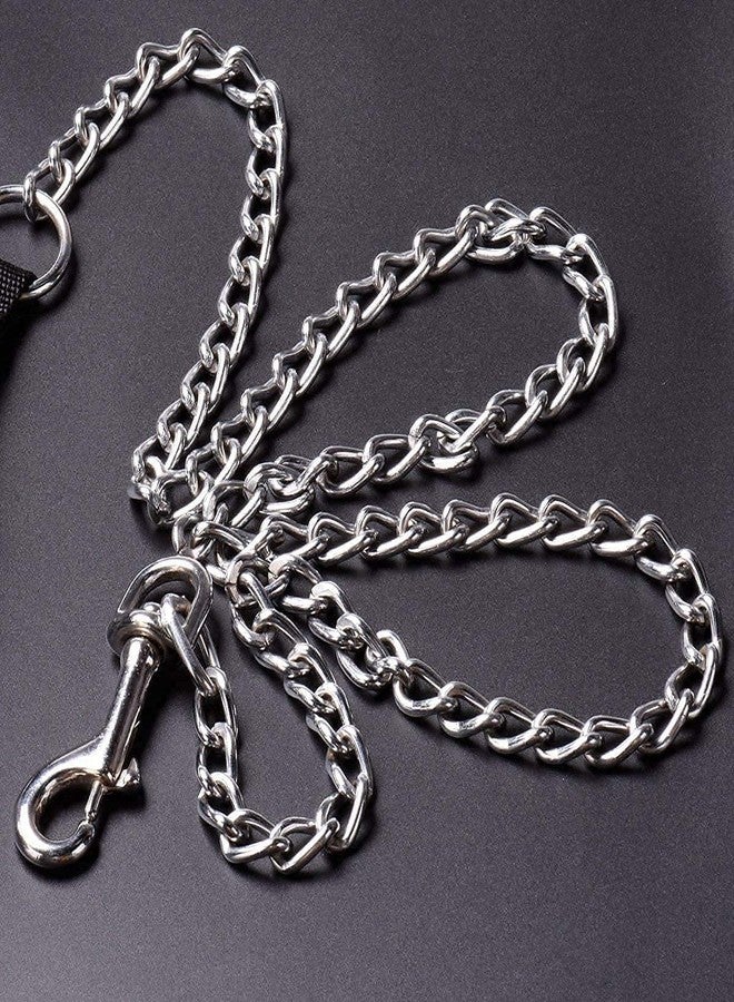 Petlicious & More® 1.25" Inch Thick Large Dog Collar with Dog Handle Chain I Collar Size 16-24 Inch I Handle Chain No. 6 Length 5 ft - Pack of Black Collar with Dog Handle Chain - Image 4